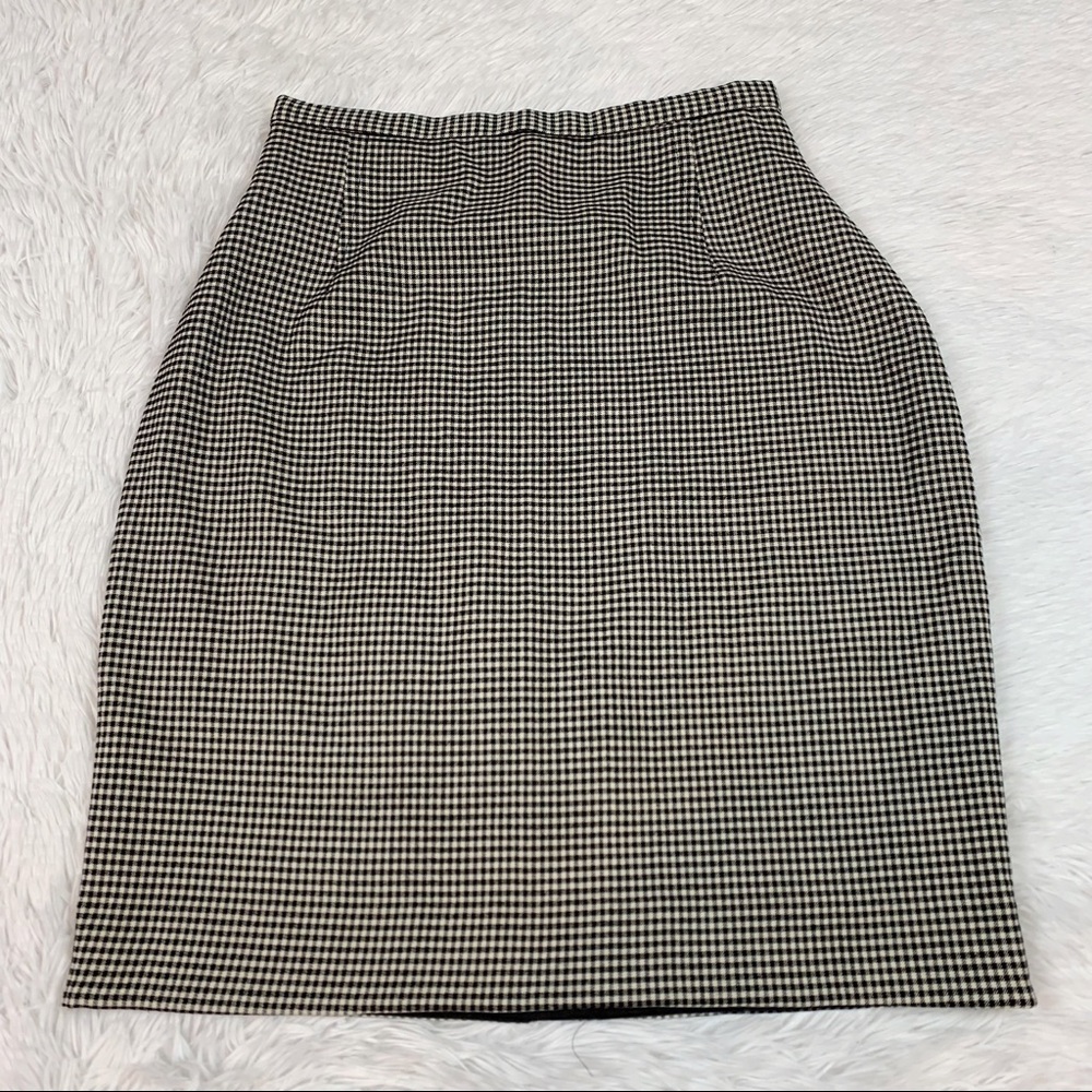 Rodier Women check plaid wool blend pencil skirt high‎ waisted